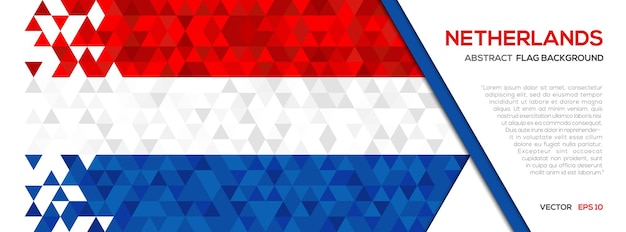 Bandera holandesa con fondo de forma geométrica de polígono abstracto