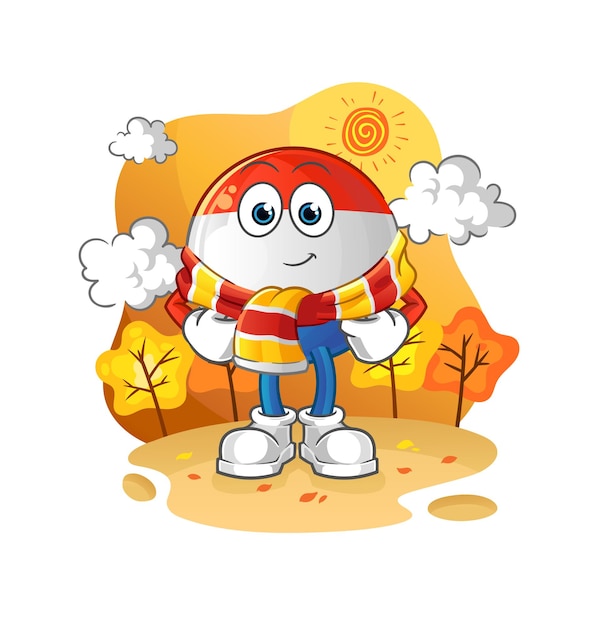 Bandera holandesa en otoño. vector de mascota de dibujos animados