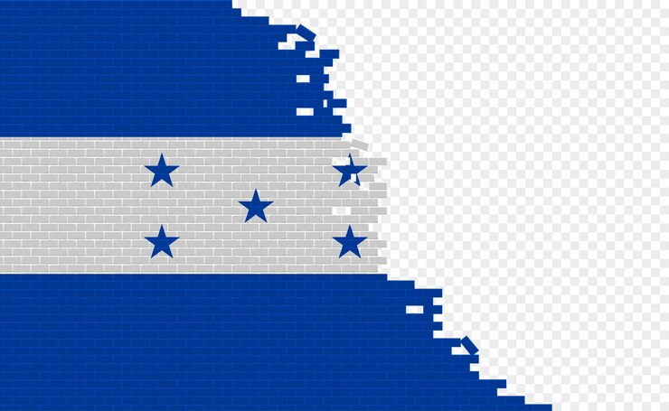 Vector bandera de honduras en la pared de ladrillos rotos. campo de bandera vacío de otro país. comparación de países.