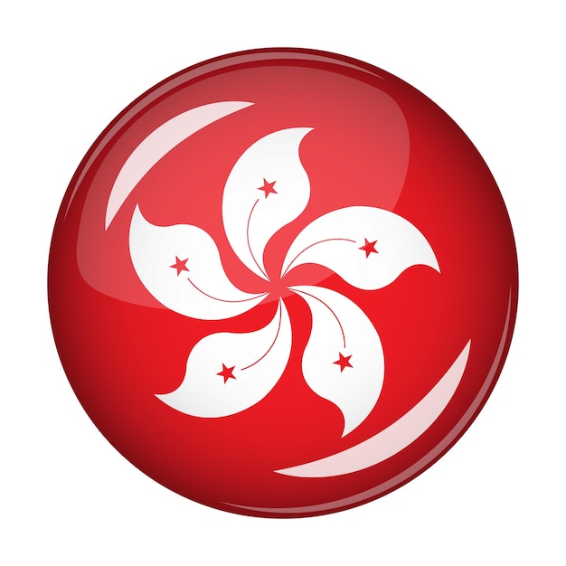 Bandera de Hong Kong en forma de un icono de forma redonda Concepto abstracto La bandera nacional