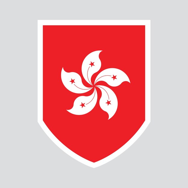 Bandera de Hong Kong en el marco en forma de escudo