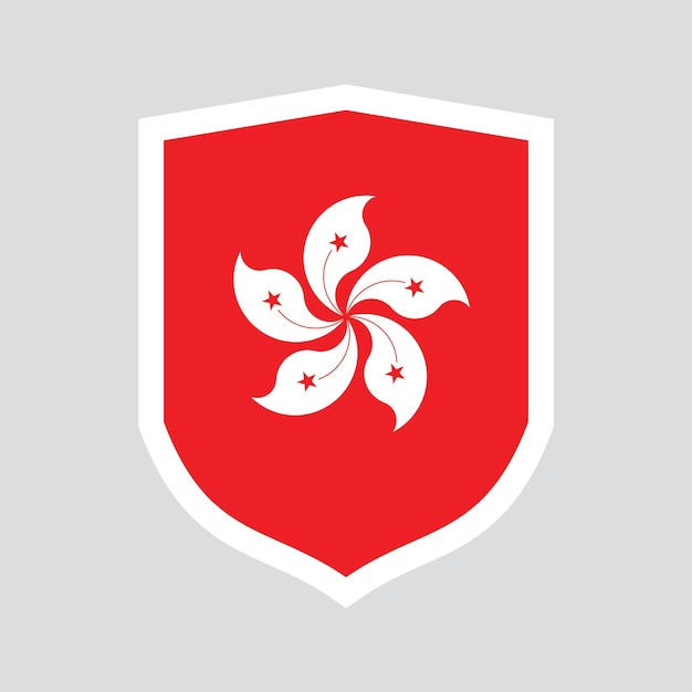 Bandera de Hong Kong en el marco en forma de escudo