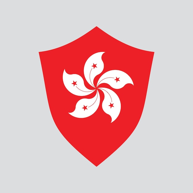 Bandera de Hong Kong en el marco en forma de escudo