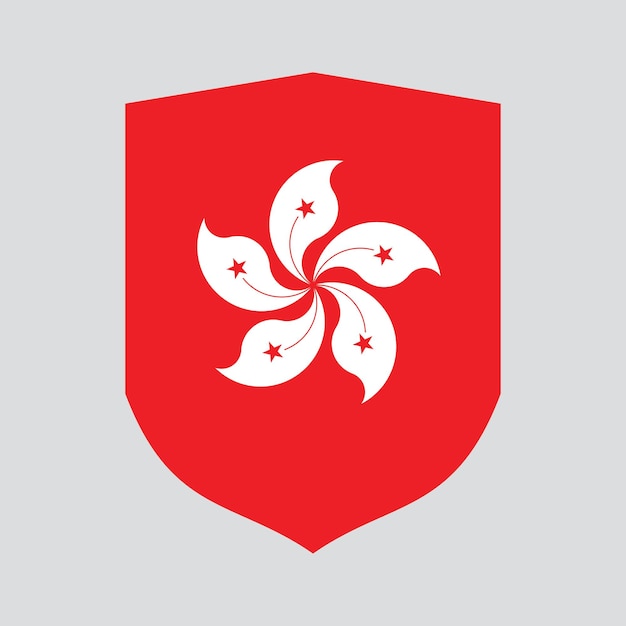 Bandera de Hong Kong en el marco en forma de escudo