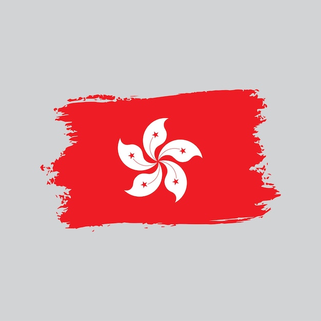 Bandera de Hong Kong en el marco en forma de pincel