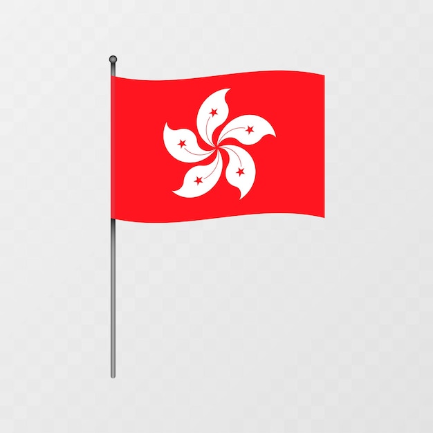 La bandera de Hong Kong en el mástil Ilustración vectorial