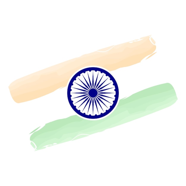 Vector la bandera de la india es un trazo de pincel de salpicaduras de tricolor naranja azafrán verde blanco con ashoka chakra