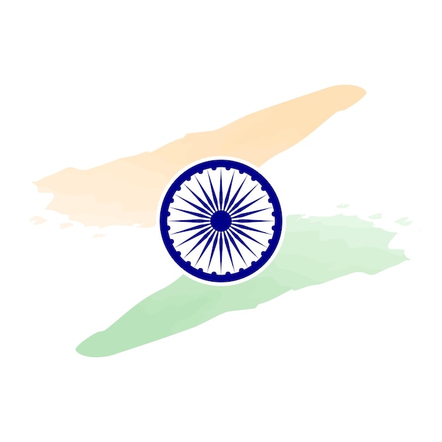 Vector la bandera de la india es un trazo de pincel de salpicaduras de tricolor naranja azafrán verde blanco con ashoka chakra