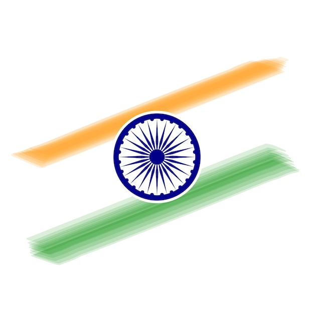 Vector la bandera de la india con trazo de pincel tricolor con ashok chakra eps de ilustración vectorial