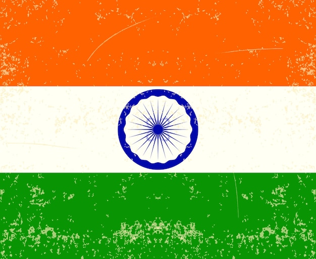 Bandera de la India Vector con textura vintage antigua