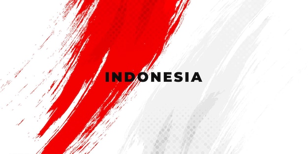 Bandera de Indonesia con concepto de pincel Feliz Día de la Independencia de Indonesia Bandera de Indonesia en estilo grunge