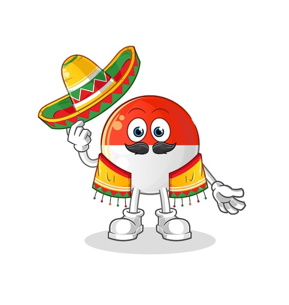 Bandera indonesia cultura y bandera mexicana. vector de mascota de dibujos animados