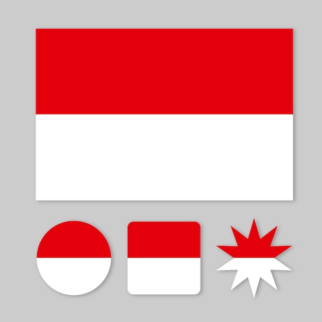 Vector la bandera de indonesia y el icono de indonesia