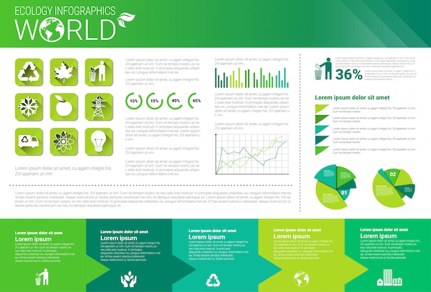 Bandera de infografías de ecología ecológica de protección ambiental mundial con espacio de copia