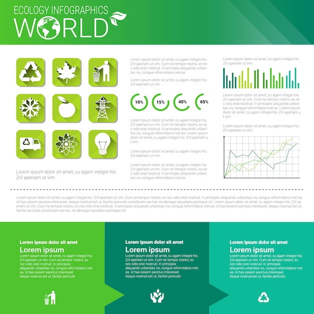 Vector bandera de infografías de ecología ecológica de protección ambiental mundial con espacio de copia