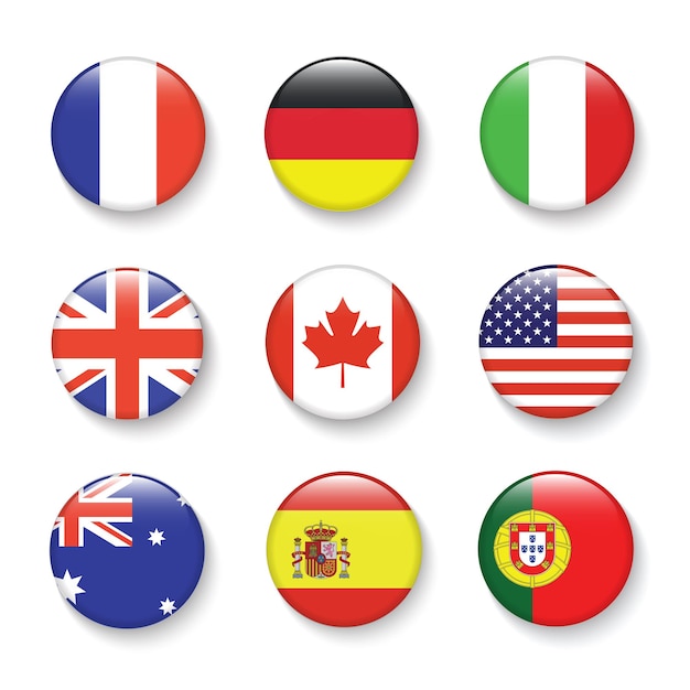Bandera internacional establecida en círculo vector Design Elemant ilustración