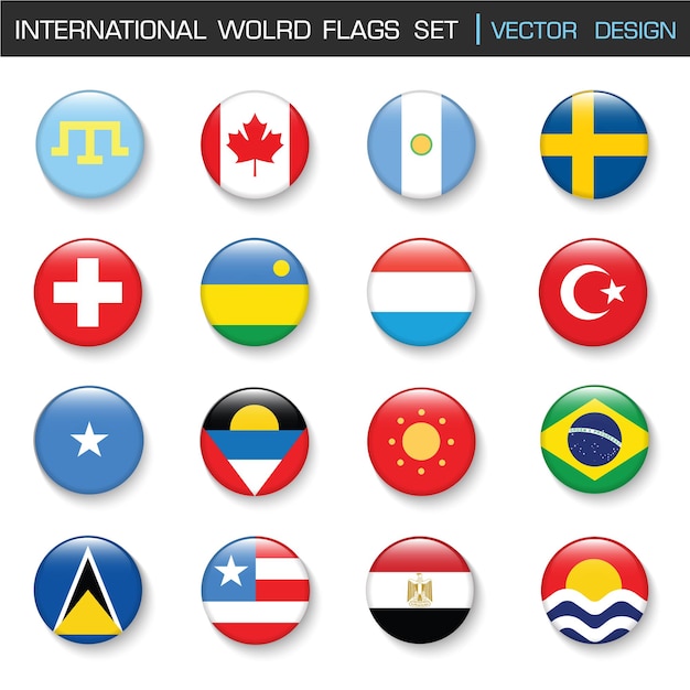 Bandera internacional establecida en círculo vector Design Elemant ilustración