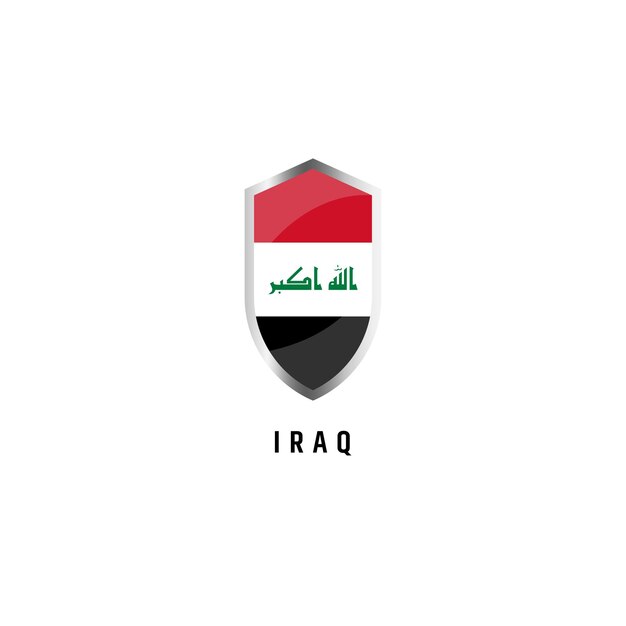 Bandera de Irak con icono de escudo ilustración vectorial plana