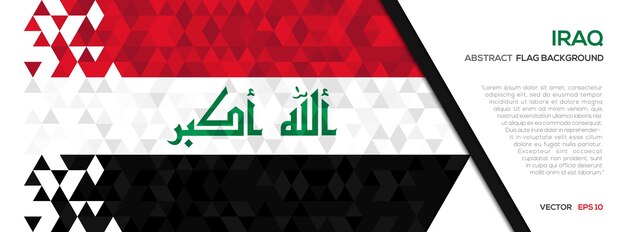 Bandera de Irak con plantilla de fondo de forma geométrica de polígono abstracto