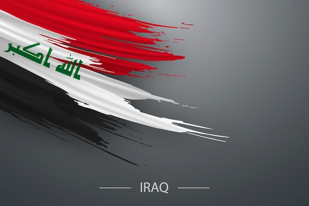 Bandera de Irak con trazo de pincel grunge en 3D