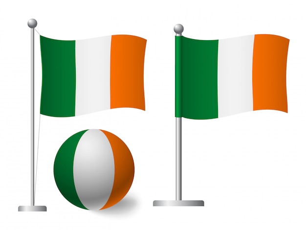 Bandera de irlanda en el icono de polo y bola