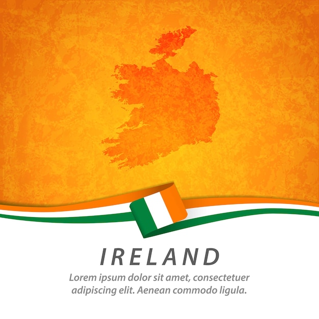 Vector bandera de irlanda con mapa central