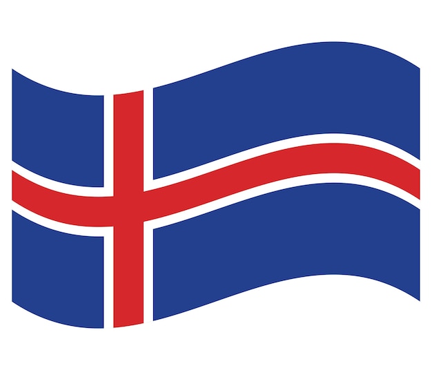 La bandera de Islandia agitando el fondo aislado Ilustración vectorial