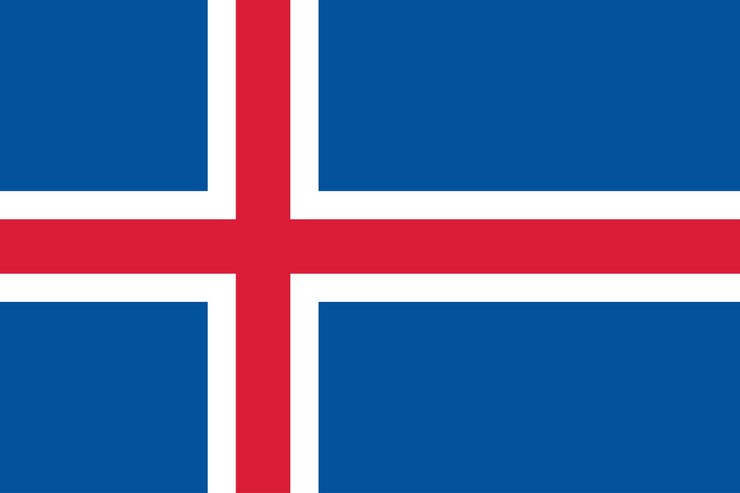 Bandera de Islandia Color estándar Tamaño estándar Una bandera rectangular Ilustración digital Vector