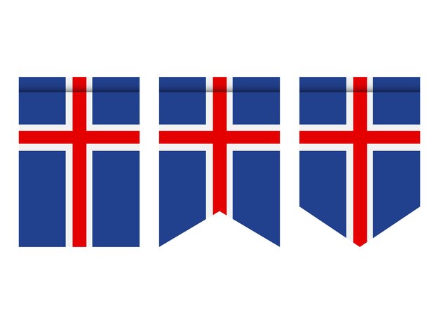 Bandera de Islandia o banderín aislado sobre fondo blanco. Icono de la bandera del banderín.