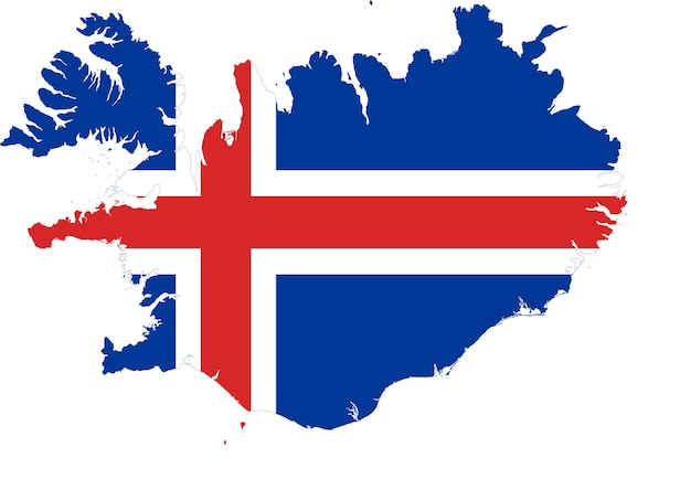 Bandera de Islandia sobre el mapa de Islandia