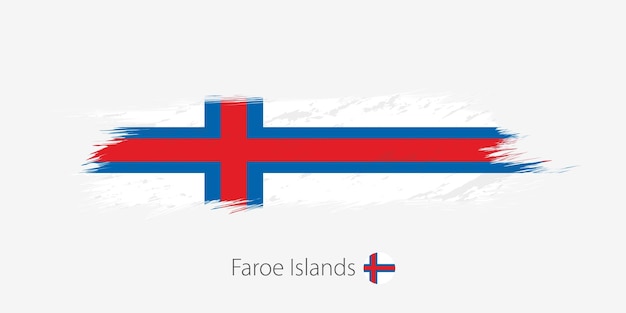 Bandera de las islas feroe trazo de pincel abstracto grunge sobre fondo gris