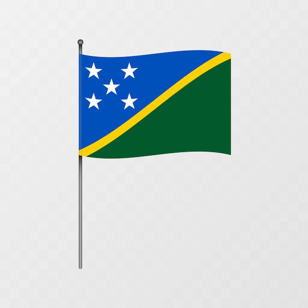 Bandera de las Islas Salomón en el mástil Ilustración vectorial