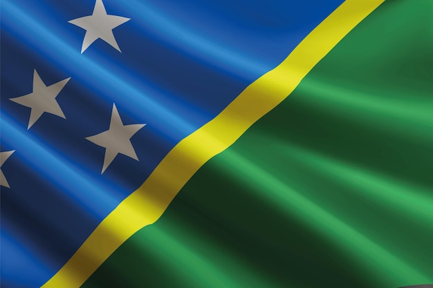 La bandera de las Islas Salomón ondeando en el viento con una textura de seda detallada