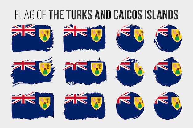 Bandera de las Islas Turcas y Caicos Trazo de pincel y bandera grunge de las Islas Turcas y Caicos aislado
