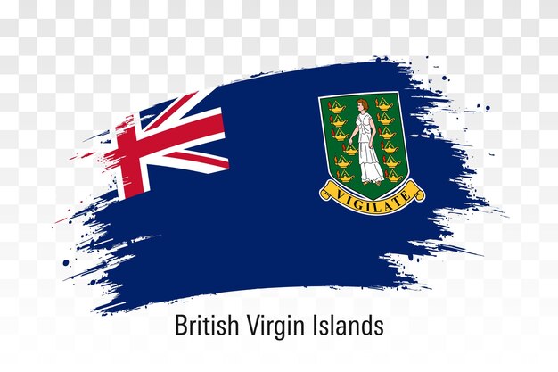 Bandera de las Islas Vírgenes Británicas Bandera de pincel Grunge aislada en ilustración vectorial blanca