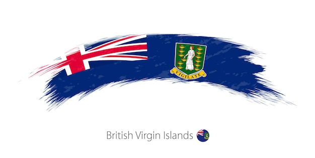 Bandera de las Islas Vírgenes Británicas en trazo de pincel grunge redondeado Ilustración vectorial