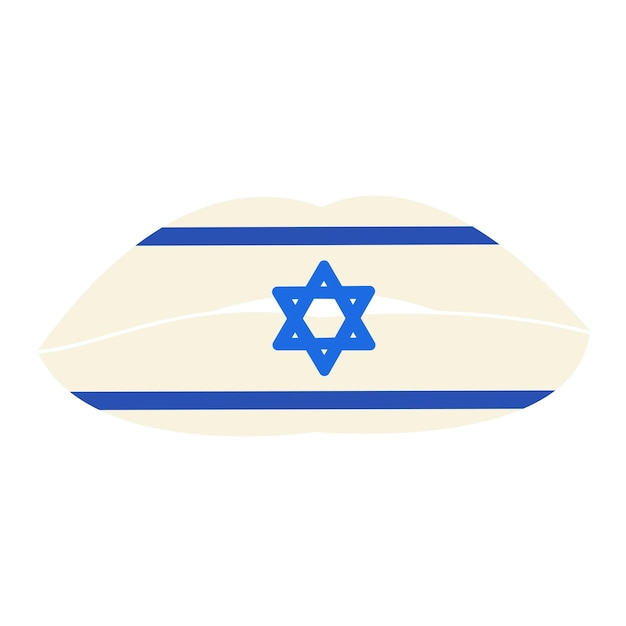 La bandera de israel la chica festiva tiene los labios de leche sólida