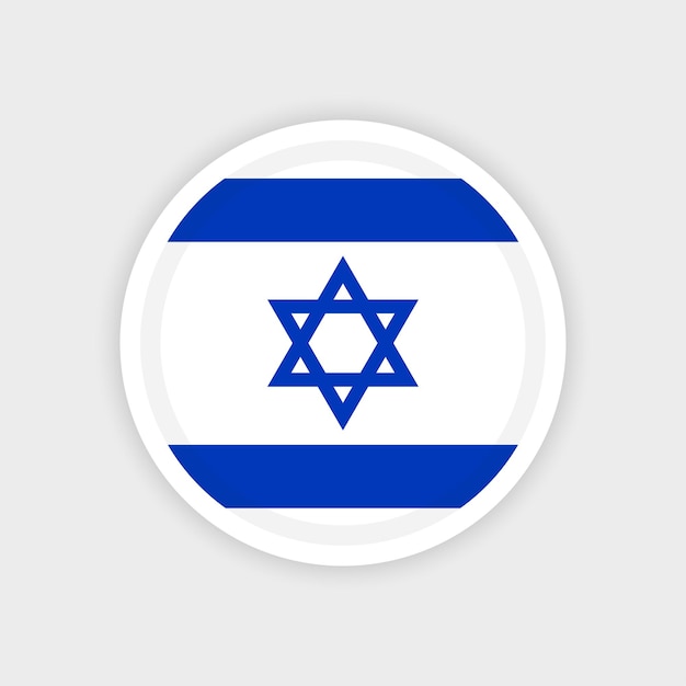 Bandera de Israel con marco de círculo y fondo blanco.