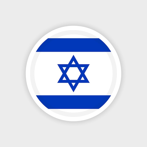 Bandera de israel con marco de círculo y fondo blanco.