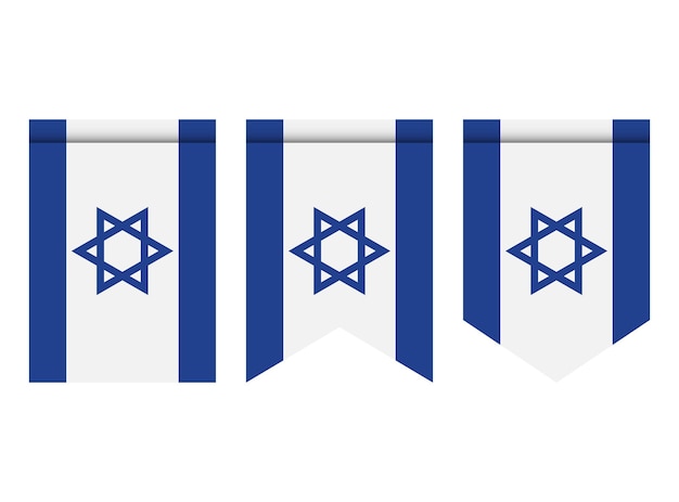 Bandera de Israel o banderín aislado sobre fondo blanco. Icono de la bandera del banderín.