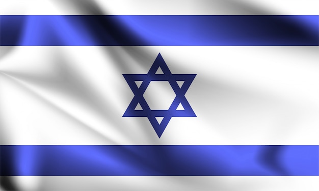 Bandera de Israel ondeando con el viento, ilustración 3D