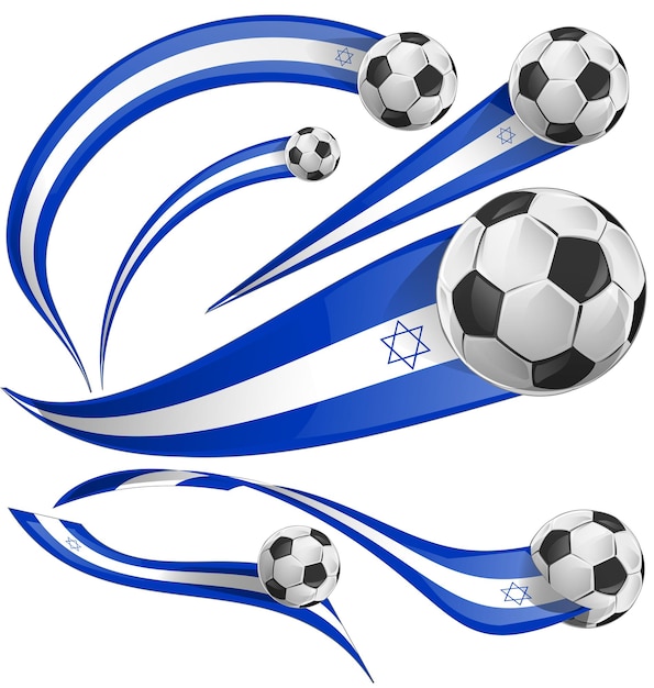 Bandera de israel con una pelota de fútbol