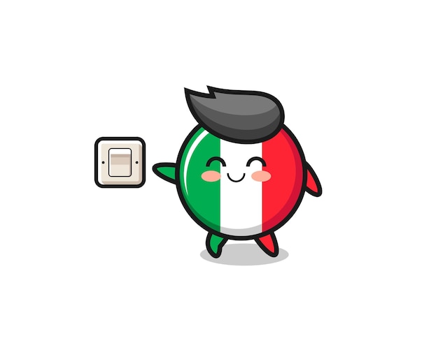 La bandera de italia de dibujos animados está apagando la luz