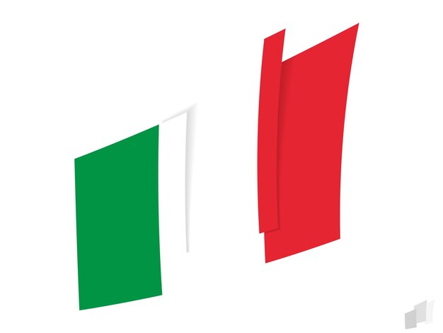Bandera de Italia en un diseño rasgado abstracto Diseño moderno de la bandera de Italia