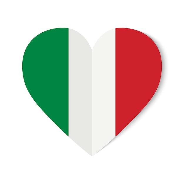 Bandera de Italia con estilo origami en corazón