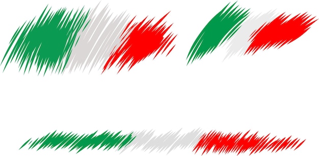 Bandera italiana en conjunto vectorial de estilo boceto