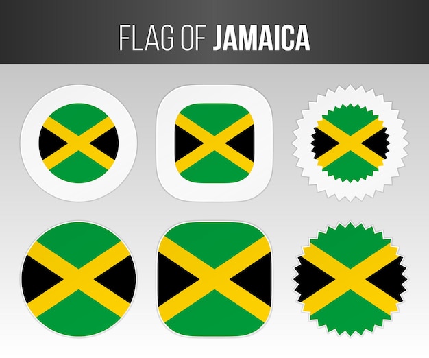 Bandera de jamaica etiquetas insignias y pegatinas banderas de ilustración de jamaica aislado