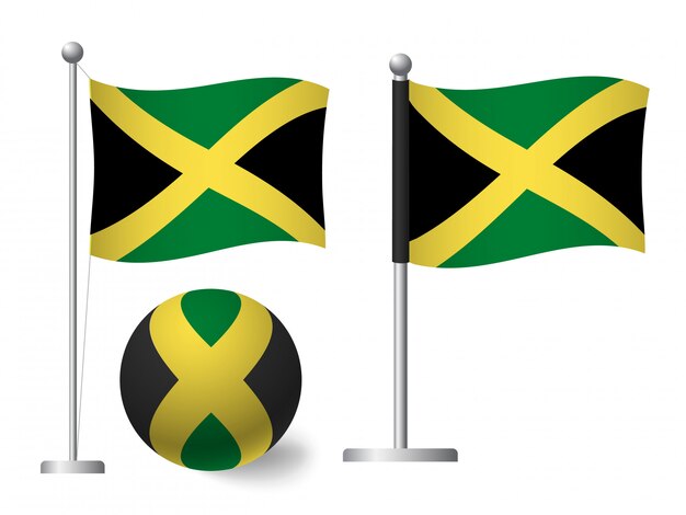 Bandera de Jamaica en el icono de polo y bola