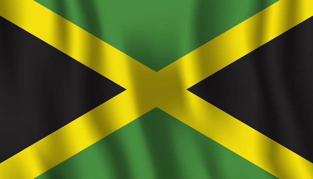 Una bandera de jamaica con un triángulo negro en la parte inferior.