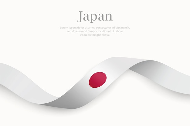 La bandera de Japón en la cinta de agitar